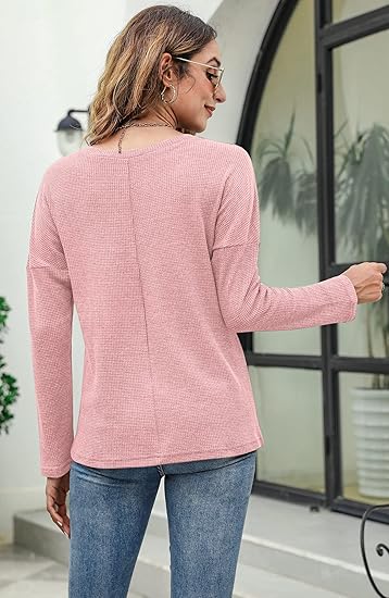 Women's Long Sleeve Waffle Knit Sweaters