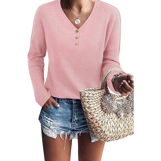 Women's Long Sleeve Waffle Knit Sweaters